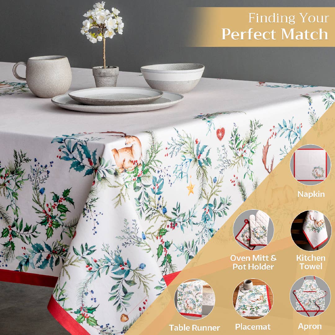 Holly Time Cotton Tablecloth (Various Sizes) | Maison d'Hermine