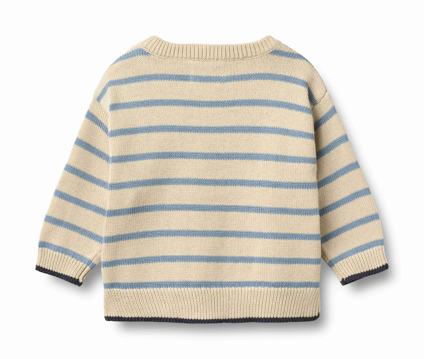 Faded Denim Stripe Morgan Knit Pullover | Wheat