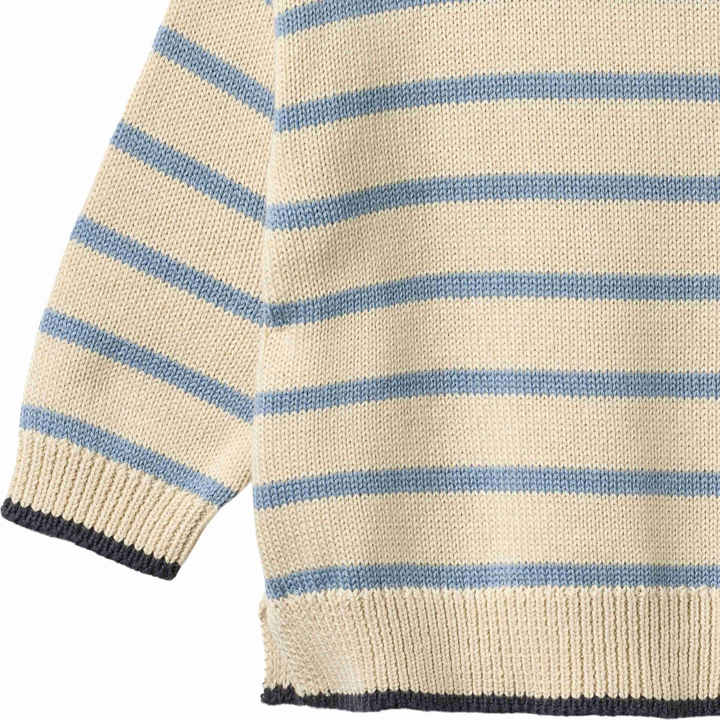 Faded Denim Stripe Morgan Knit Pullover | Wheat