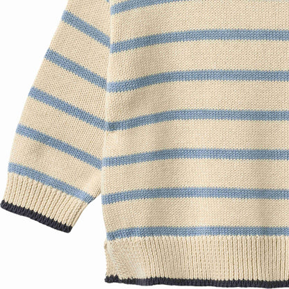 Faded Denim Stripe Morgan Knit Pullover | Wheat
