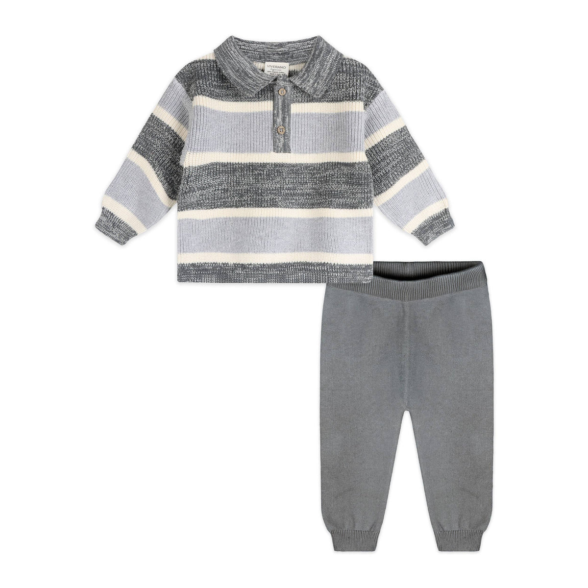 Rugby Stripe Polo Pullover & Pants Set | Viverano Organics
