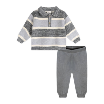Rugby Stripe Polo Pullover & Pants Set | Viverano Organics