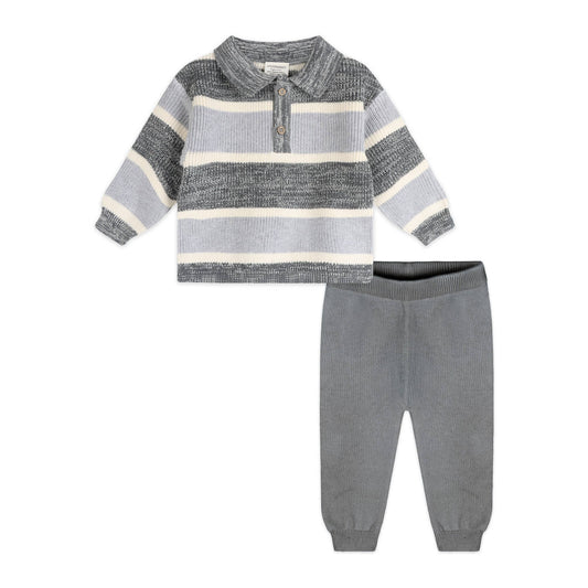 Rugby Stripe Polo Pullover & Pants Set | Viverano Organics