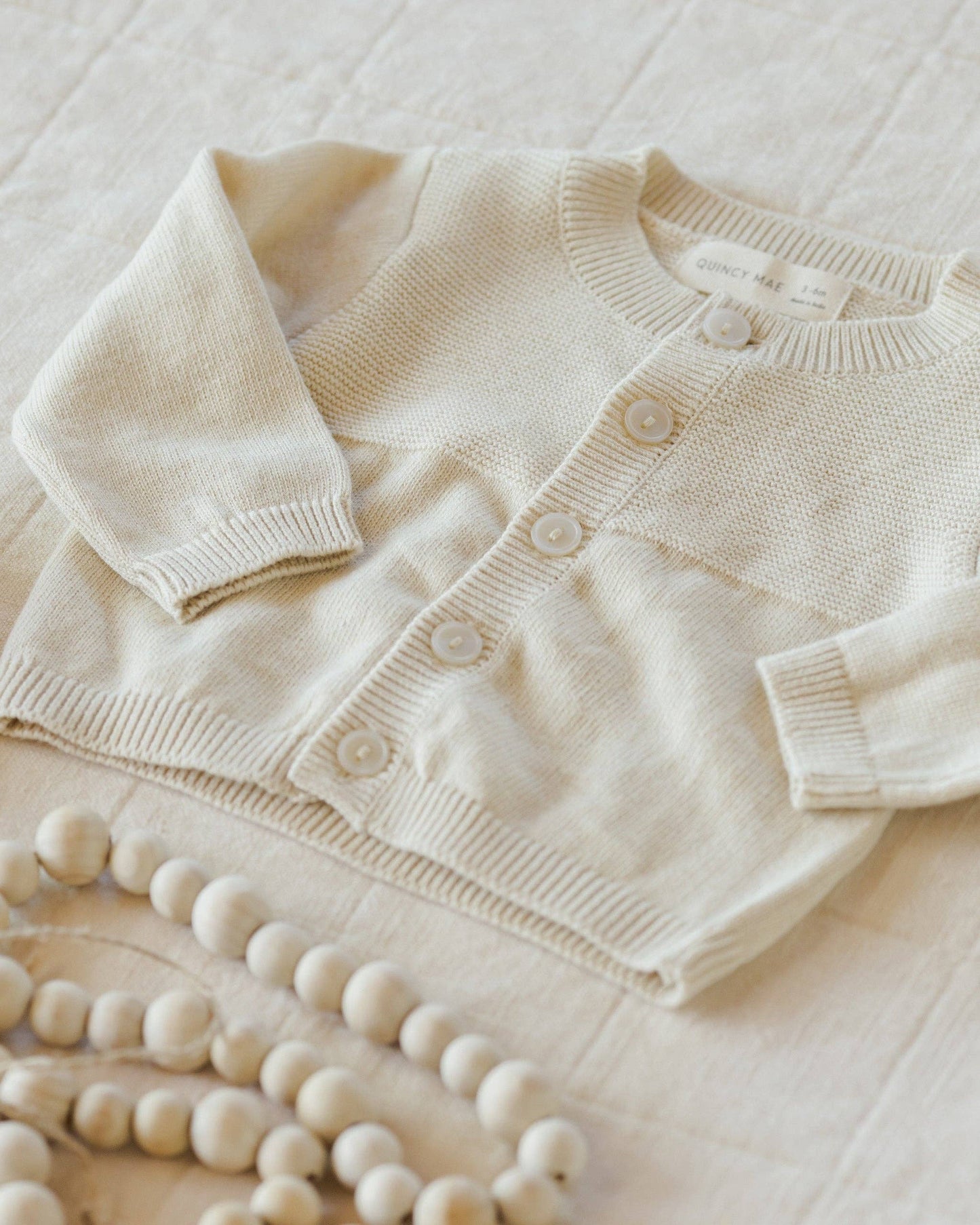 Knit Cardigan - Heathered Natural | Quincy Mae