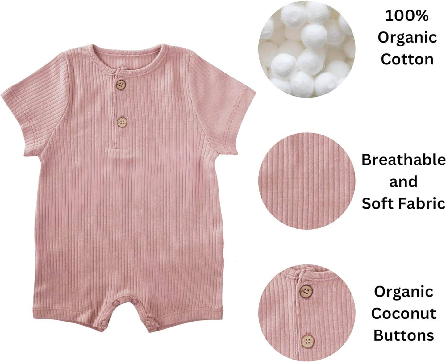 Pink 100% Organic Cotton Romper | Himmelberg Baby