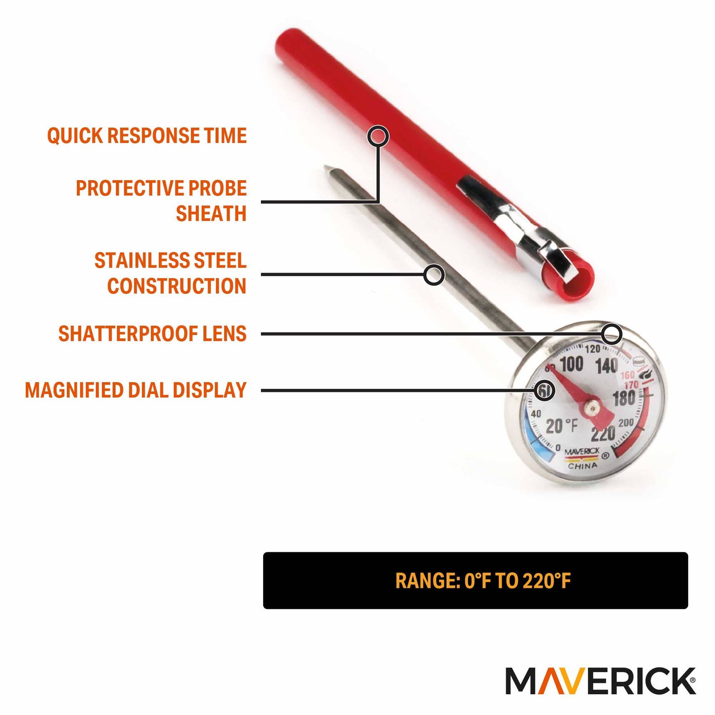 Maverick Instant Read Thermometer - 1" Dial | Kitchen Supply Brands