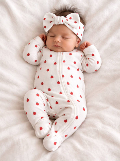 Ladybug Organic Pointelle Zip Footie | Siix Collection