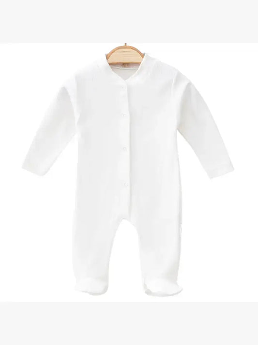 White Ribbed Footed Jumpsuits | Himmelberg Baby