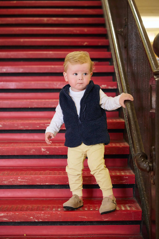 Navy Sherpa Vest | Monica + Andy