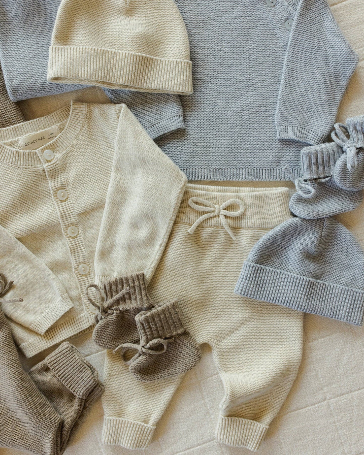 Knit Booties - Heathered Dusty Blue | Quincy Mae