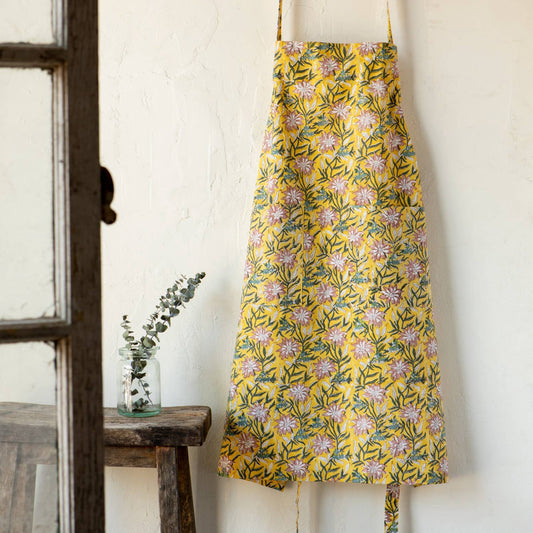 Clematis Block Print Apron | Danica Heirloom