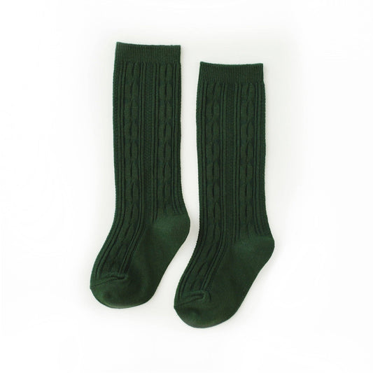Forest Green Cable Knit Knee High Socks | Little Stocking Co.