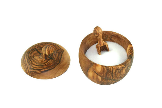 Apple Shaped Salt Jar | Olive Wood