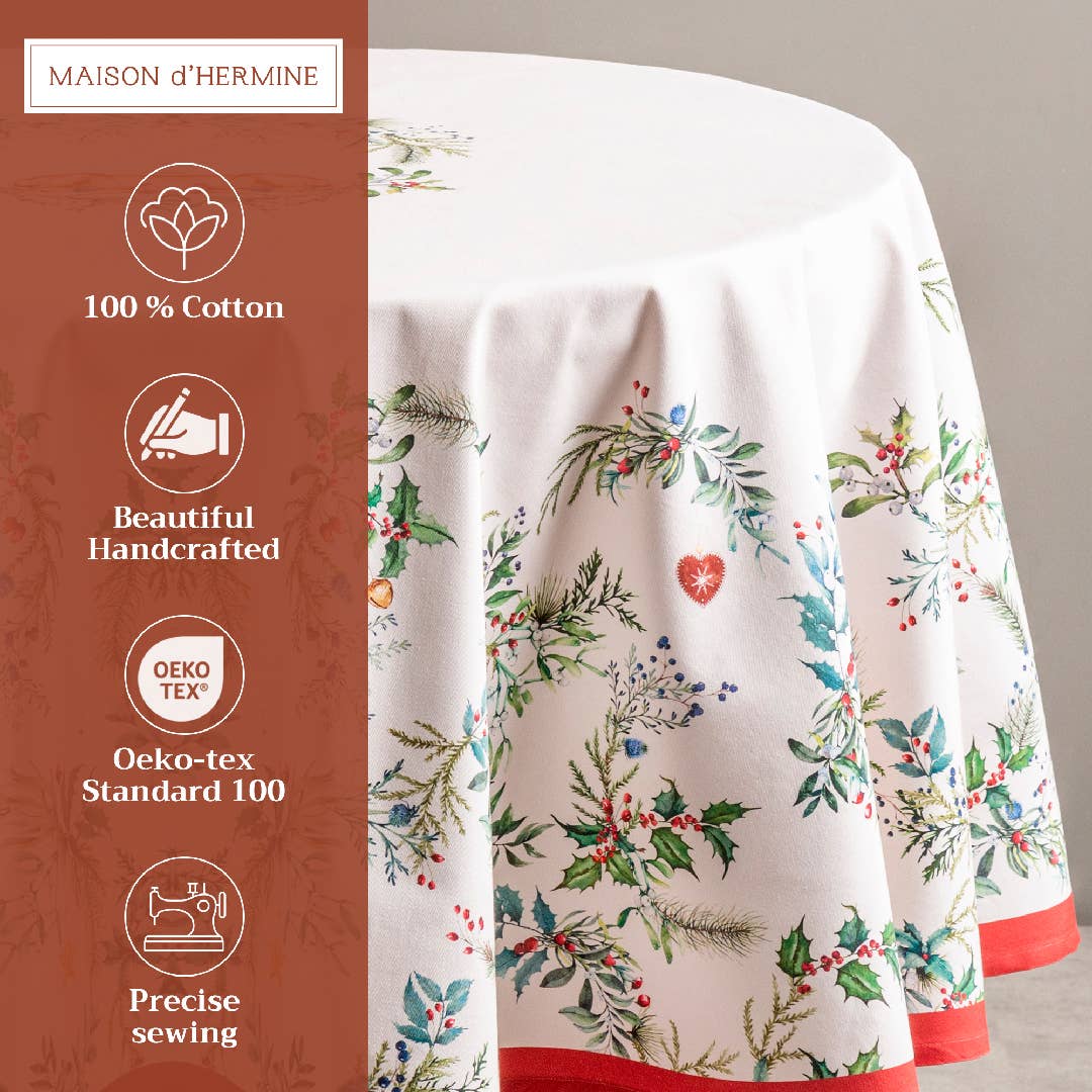 Holly Time Cotton Tablecloth (Various Sizes) | Maison d'Hermine