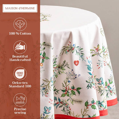 Holly Time Cotton Tablecloth (Various Sizes) | Maison d'Hermine