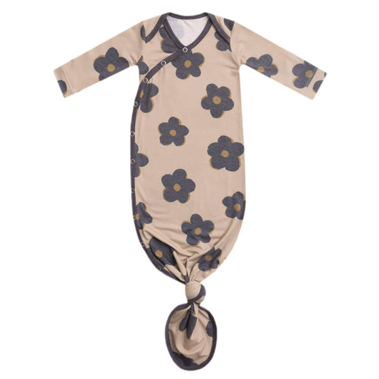 Gemma In Tan Newborn Knotted Gown | Copper Pearl