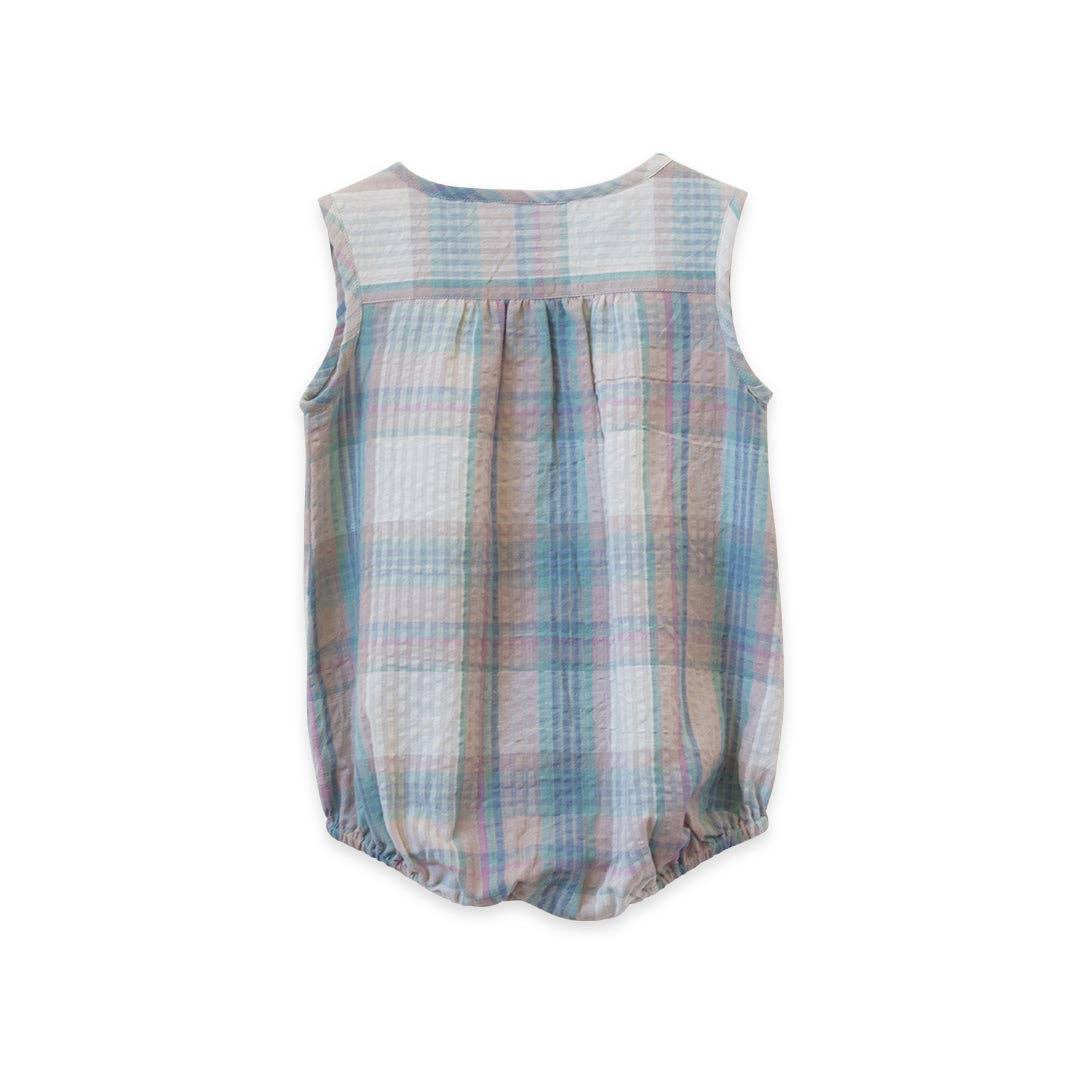 Baby Romper - Arctic-Blue Seersucker | Beet World