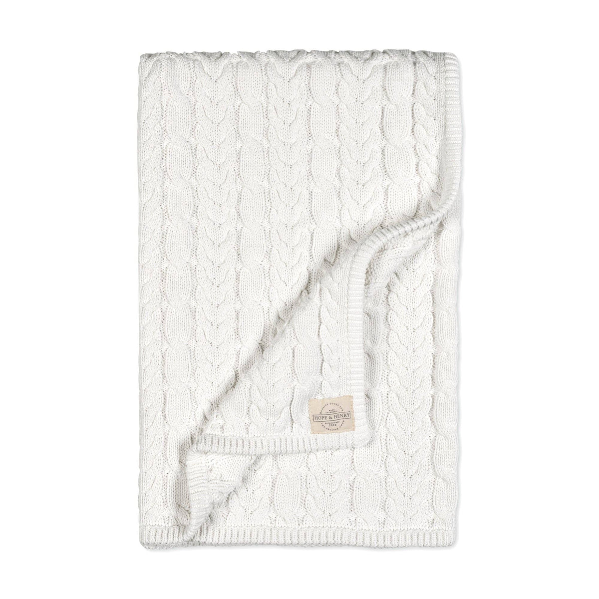 White Organic Cable Knit Blanket | Hope & Henry