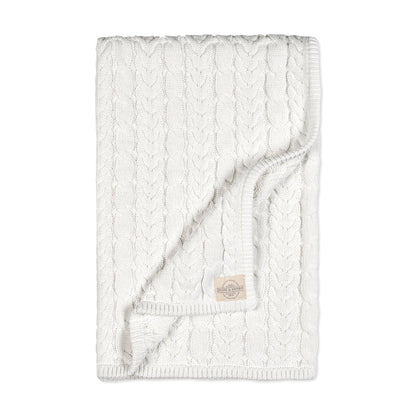 White Organic Cable Knit Blanket | Hope & Henry