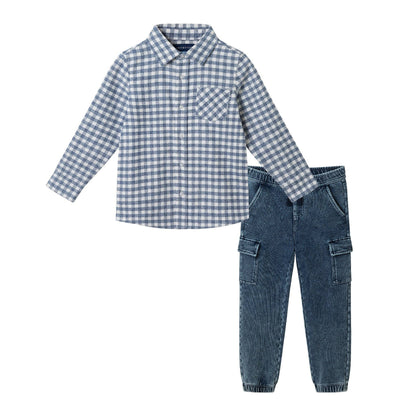 Kids Buttondown Denim Jogger Set | Andy & Evan