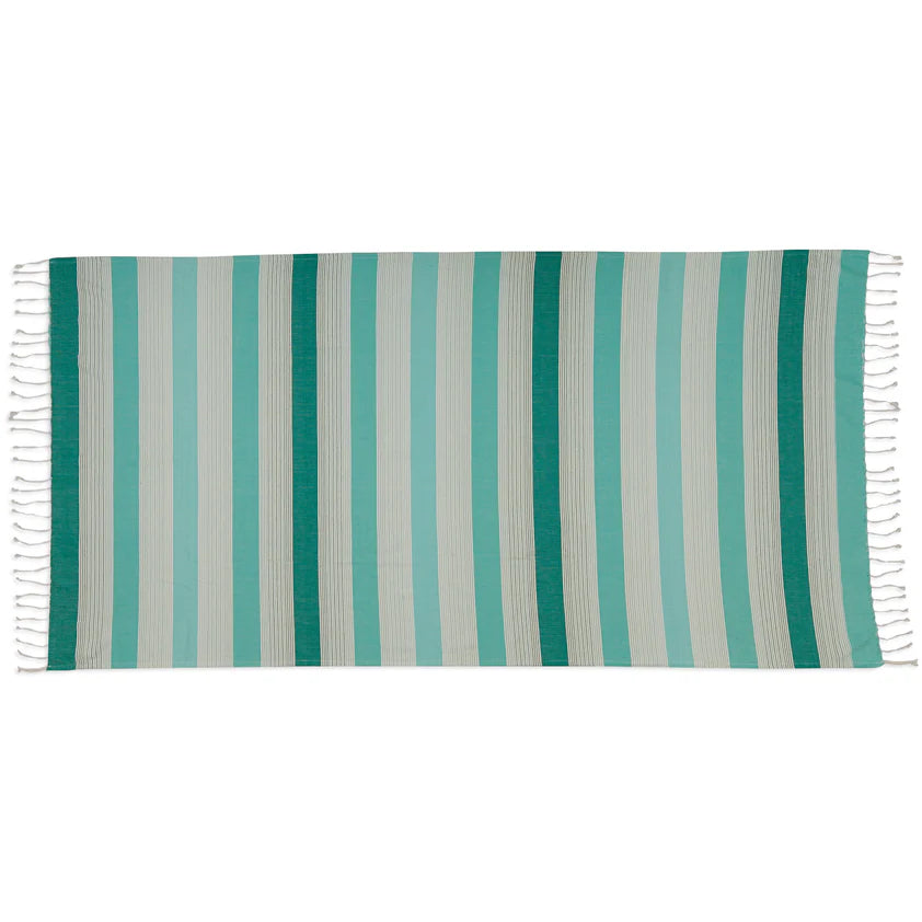 Aqua Striped Fouta Turkish Towel | Design Imports