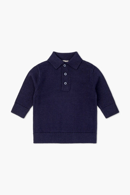 Navy Polo Sweater | Monica + Andy