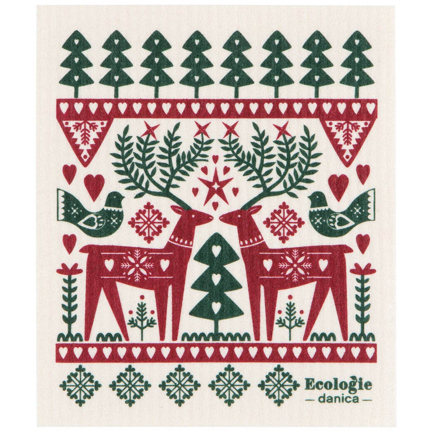 Folk Forest Christmas Swedish Dishcloth | Ecologie
