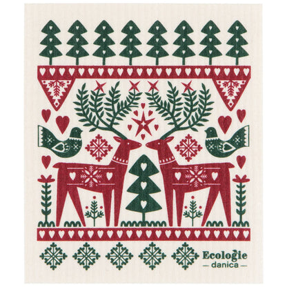 Folk Forest Christmas Swedish Dishcloth | Ecologie