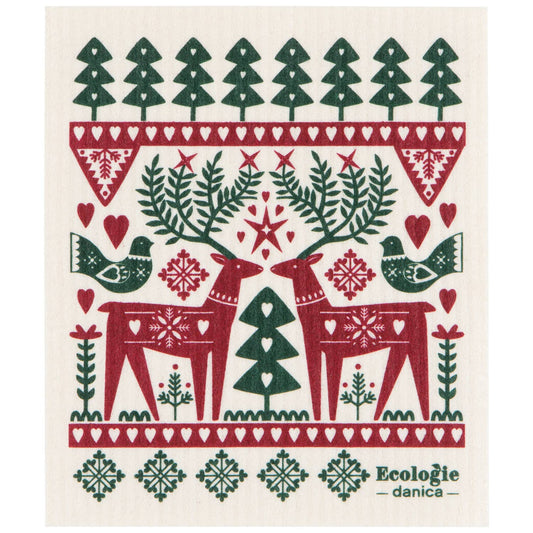 Folk Forest Christmas Swedish Dishcloth | Ecologie