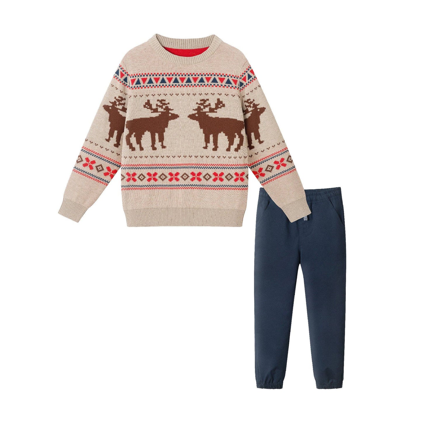 Moose Fair Isle Sweater & Twill Pant Set | Andy & Evan