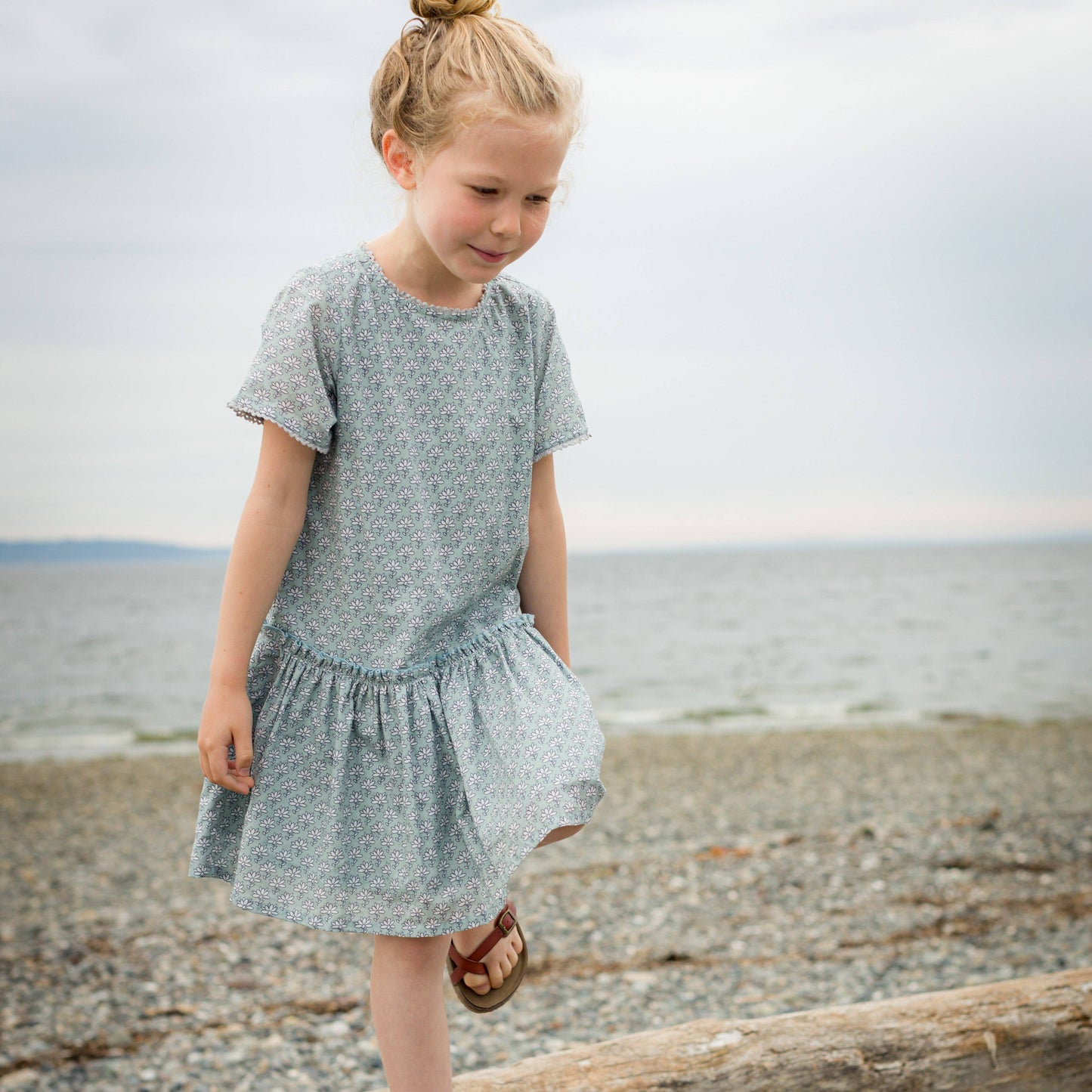 Willow Dress - Sky-Blue Block Print | Beet World
