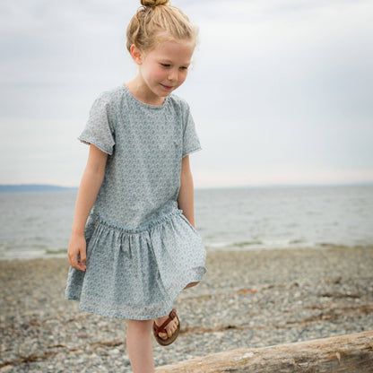 Willow Dress - Sky-Blue Block Print | Beet World