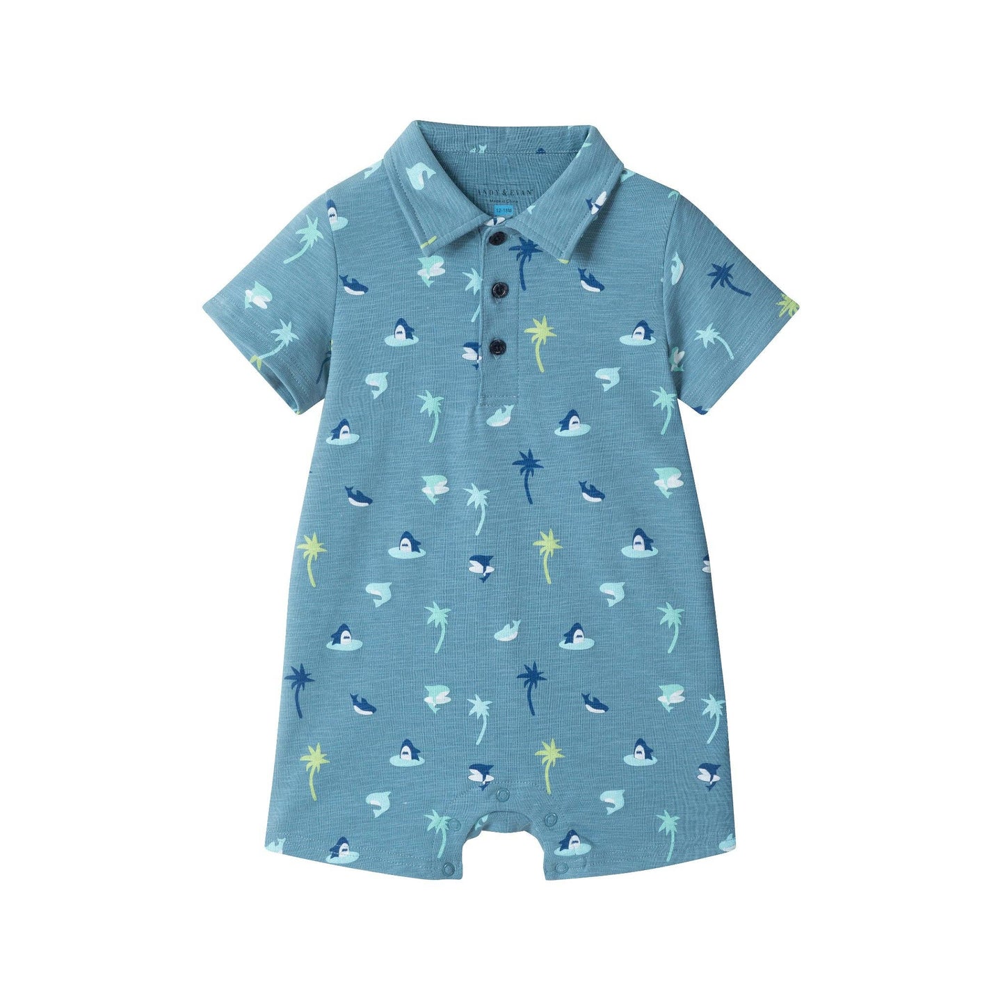 Blue Palm Polo Romper | Andy & Evan