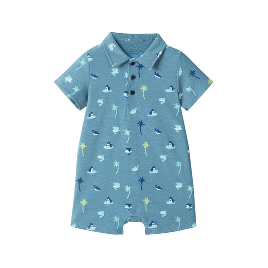 Blue Palm Polo Romper | Andy & Evan