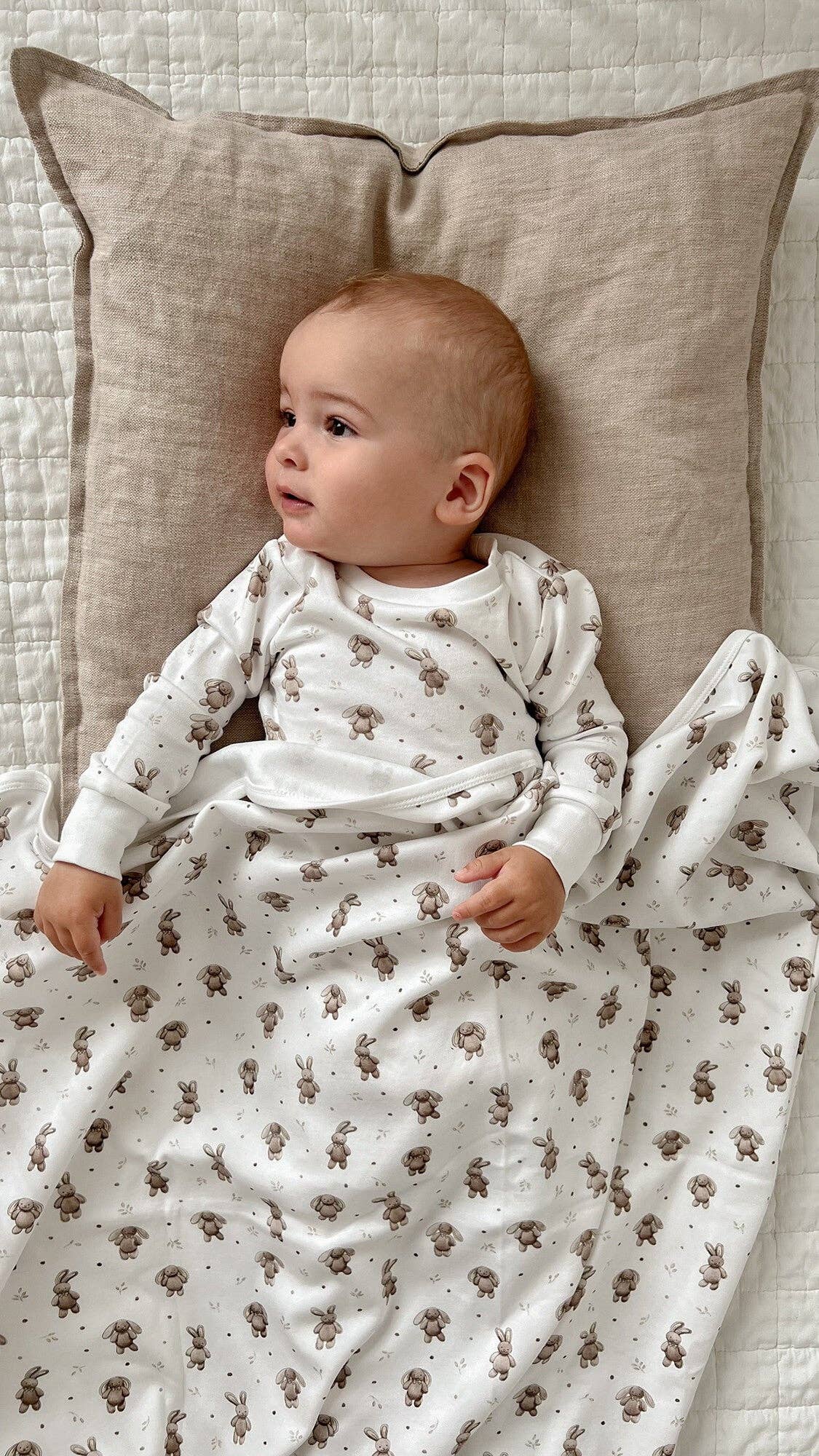 Organic Blanket in Bunny Shadow | L'ovedbaby