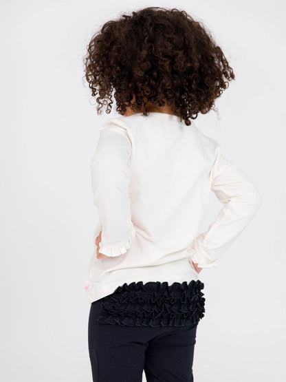 Ivory Ruffle Sleeve Top | RuffleButts + RuggedButts