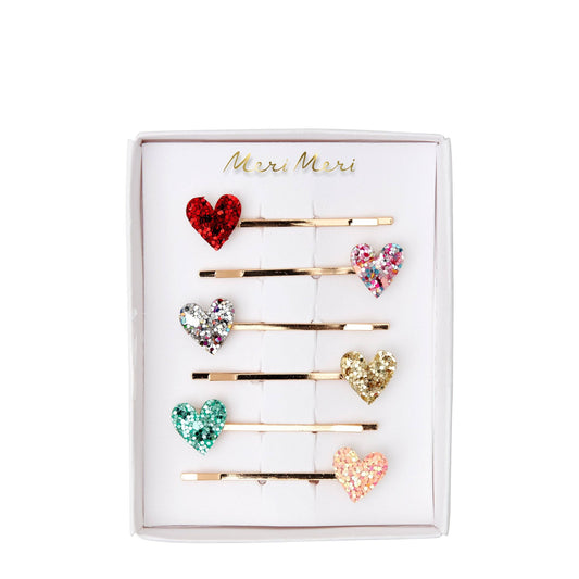 Glitter Heart Hair Slides | Meri Meri