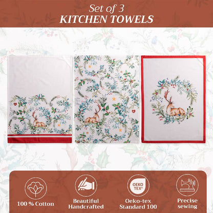 Holly Time Towels (Set of 3) | Maison d'Hermine