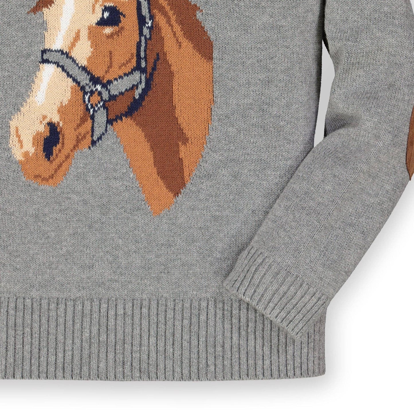 Gray Heather Horse Intarsia Pullover Sweater | Hope & Henry
