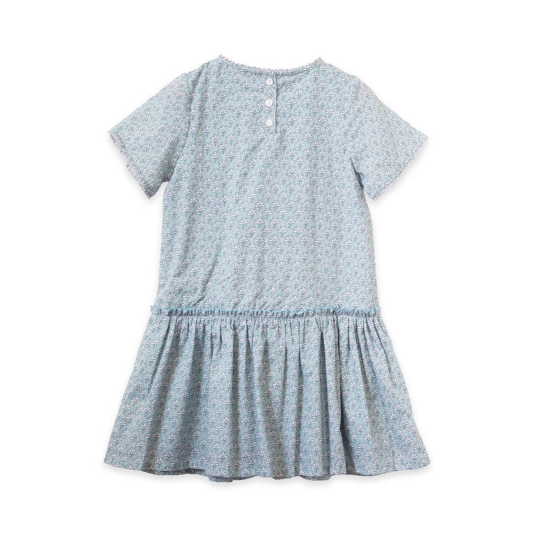 Willow Dress - Sky-Blue Block Print | Beet World
