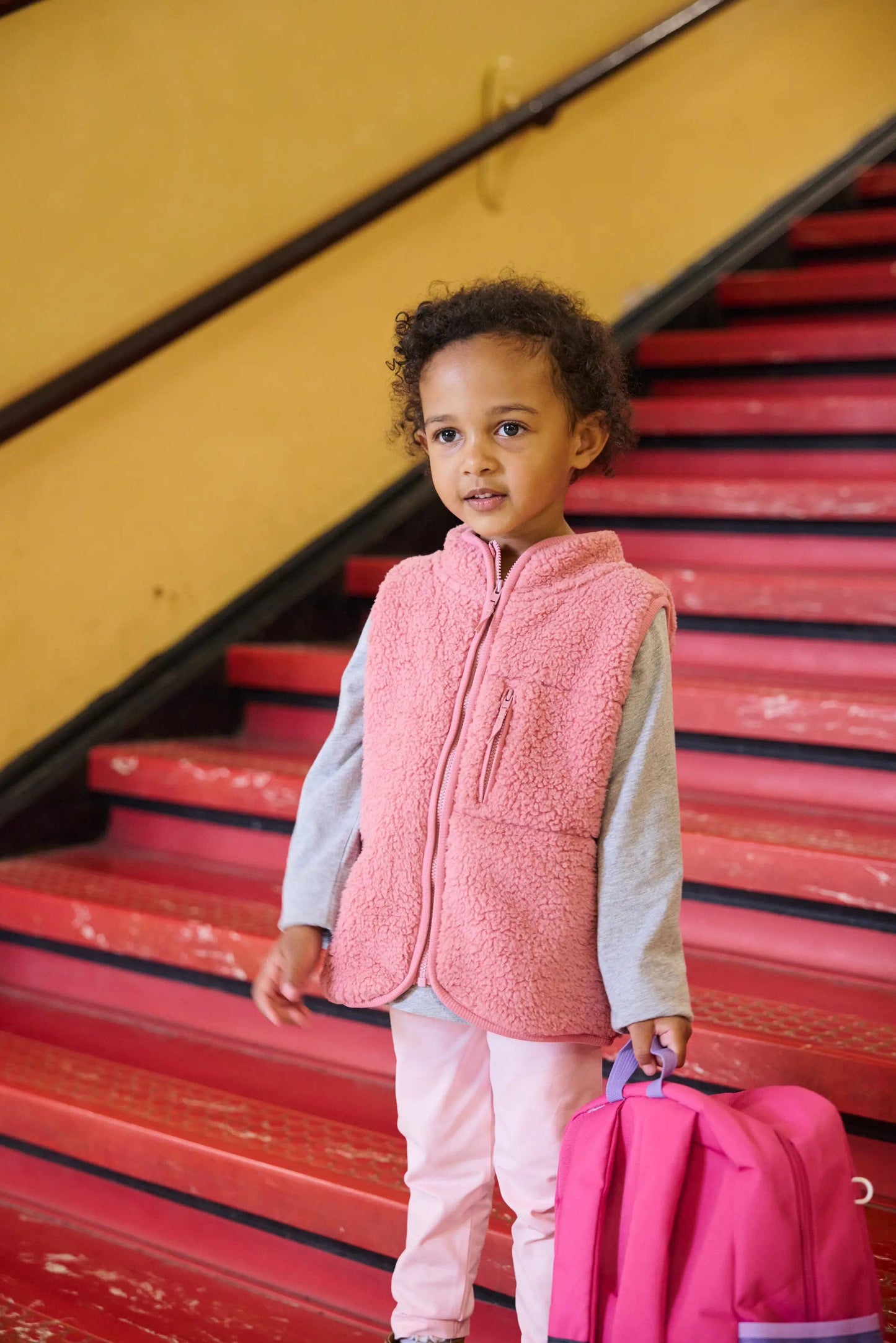Mauve Pink Sherpa Vest | Monica + Andy