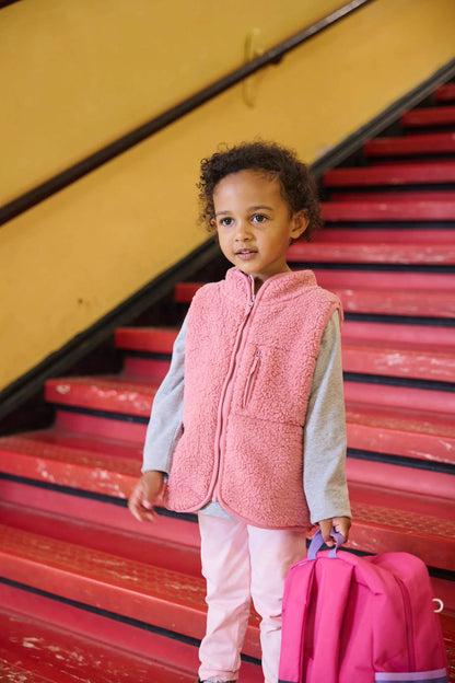 Mauve Pink Sherpa Vest | Monica + Andy