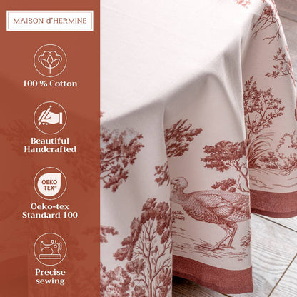Brown Holy Jouy Cotton Tablecloth (Various Sizes) | Maison d'Hermine