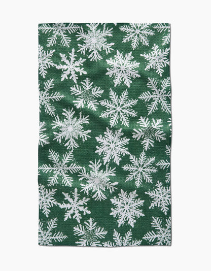 Snowy Days Green Tea Towel | Geometry
