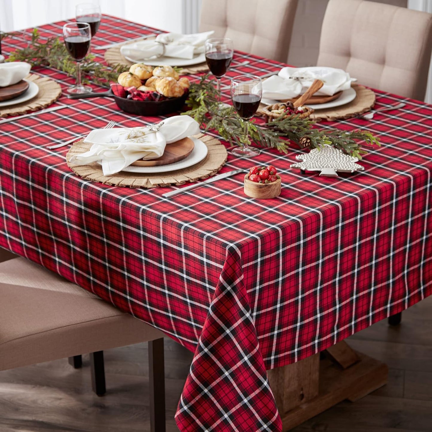 Glad Tidings Plaid Tablecloth | DII