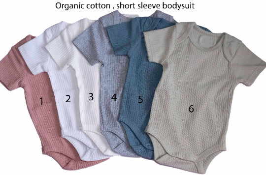 Organic Short Sleeve Ribbed Bodysuits (Various Colors) | Little Organic Co.