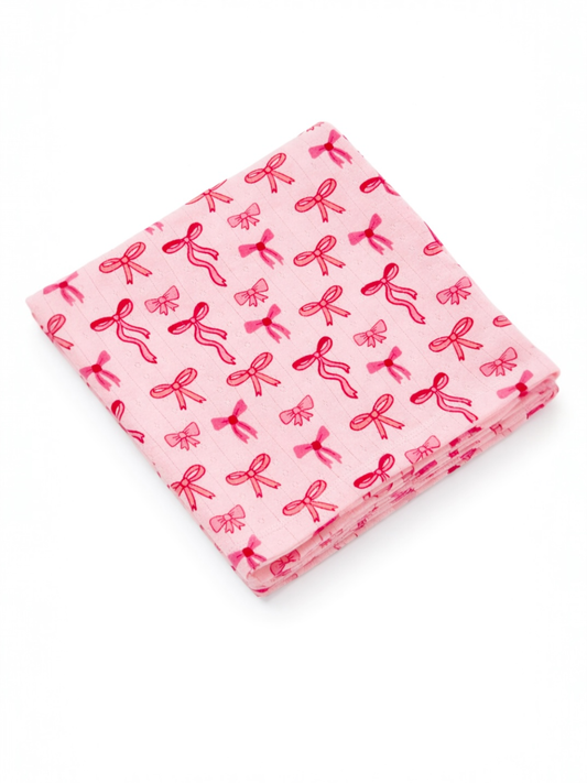 Pink Bows Pointelle Swaddle | Siix Collection