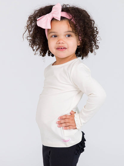 Ivory Ruffle Sleeve Top | RuffleButts + RuggedButts