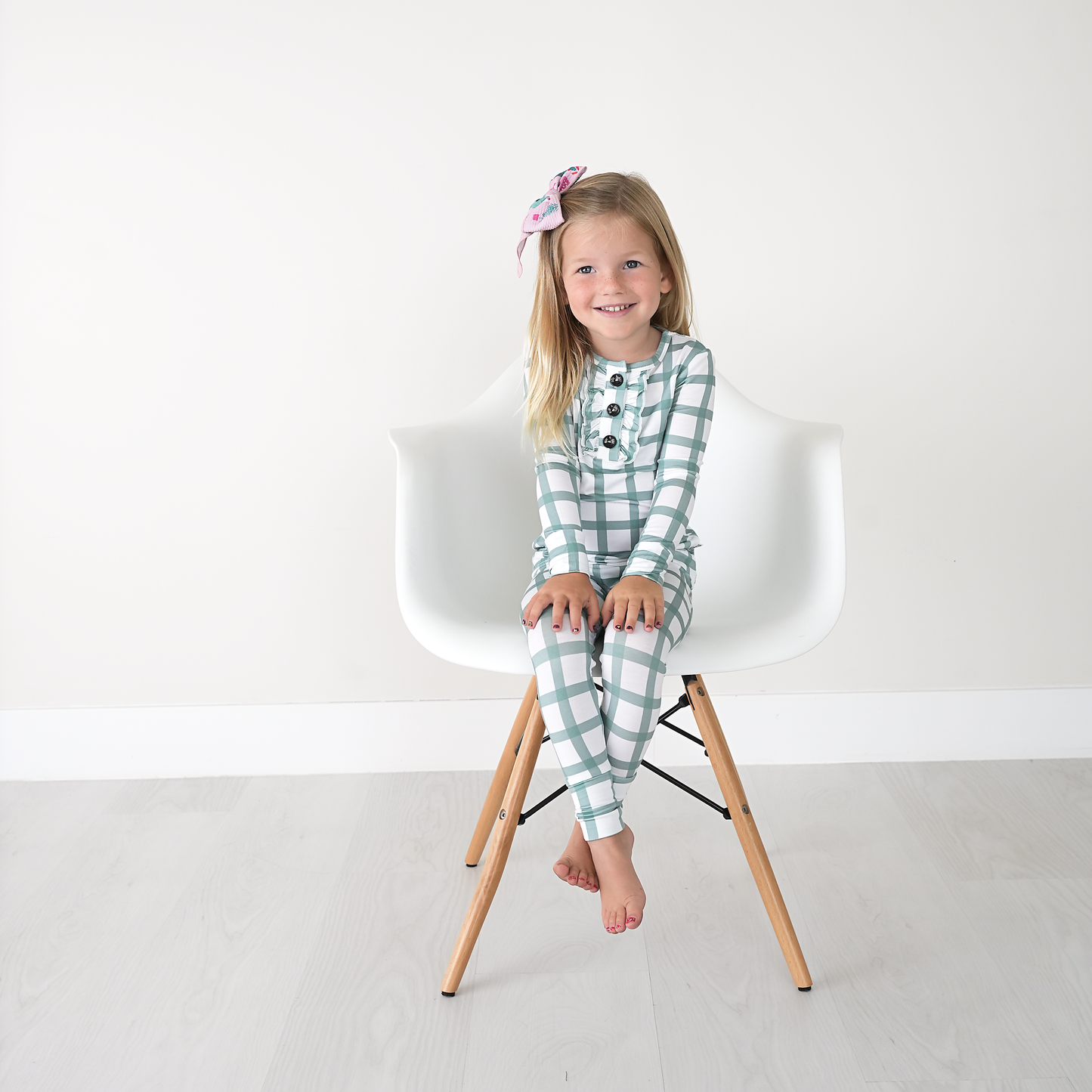 Joy Green Plaid Ruffle Bamboo Pajama Set | Gigi & Max