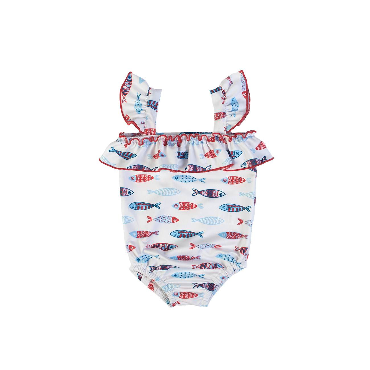 White Navy Blue Fish Swimsuit | FS Baby